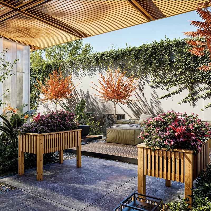 Pflanzkästen und Hochbeete